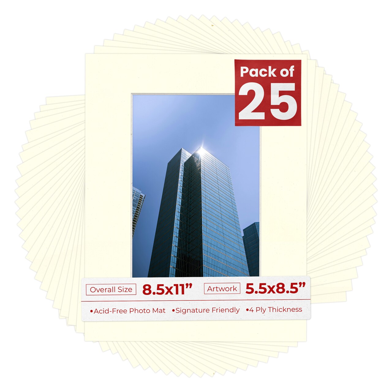 Cream Linen Mat Board for 8.5x11 Frames - Fits 5.5x8.5 Photos